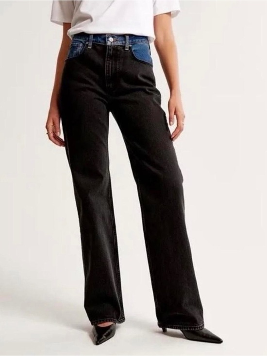 Abercrombie & Fitch Denim - Abercombie & Fitch Two Tone Black Blue 90’s Relaxed High Rise Jeans Size 30/10